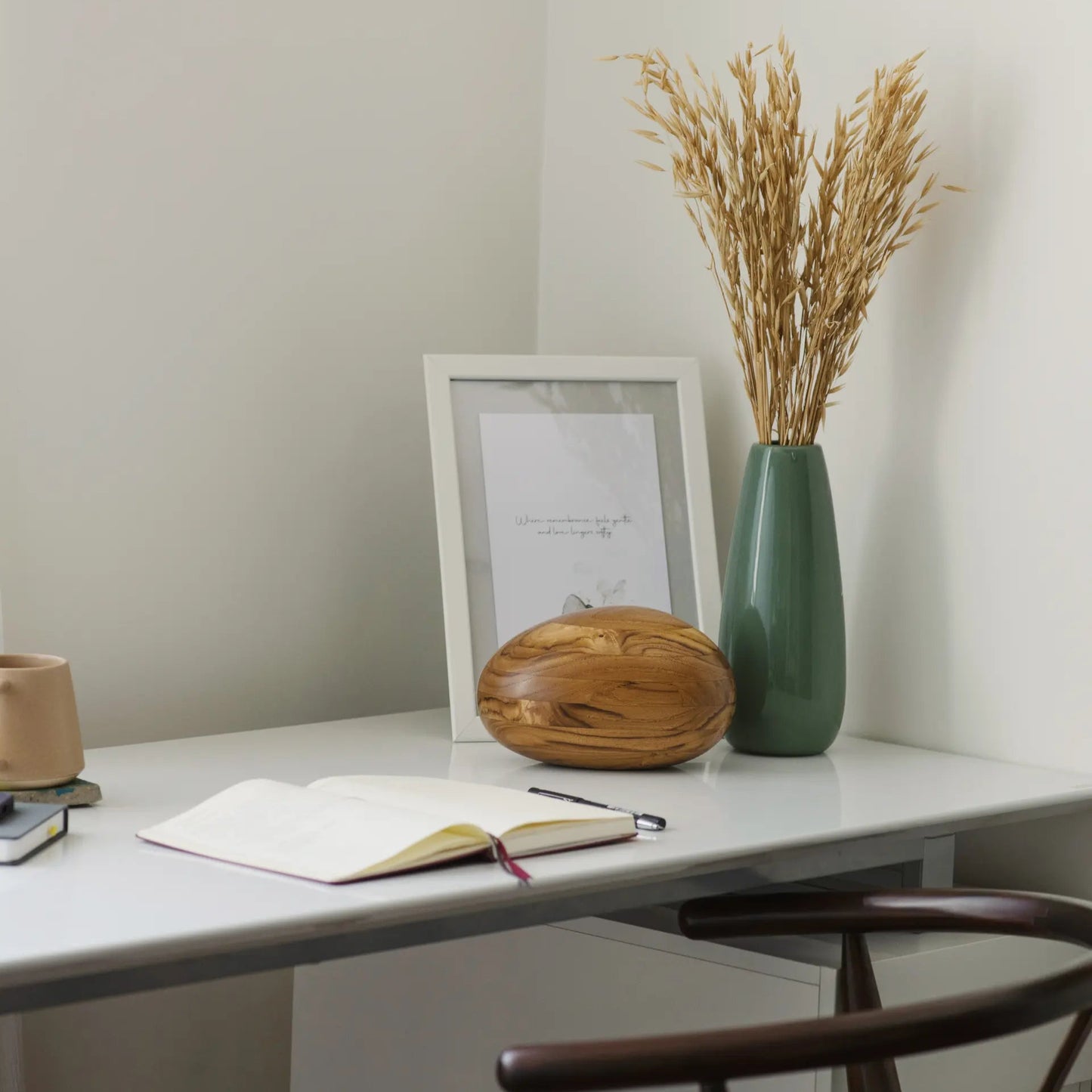 Teak Urn | River Stone