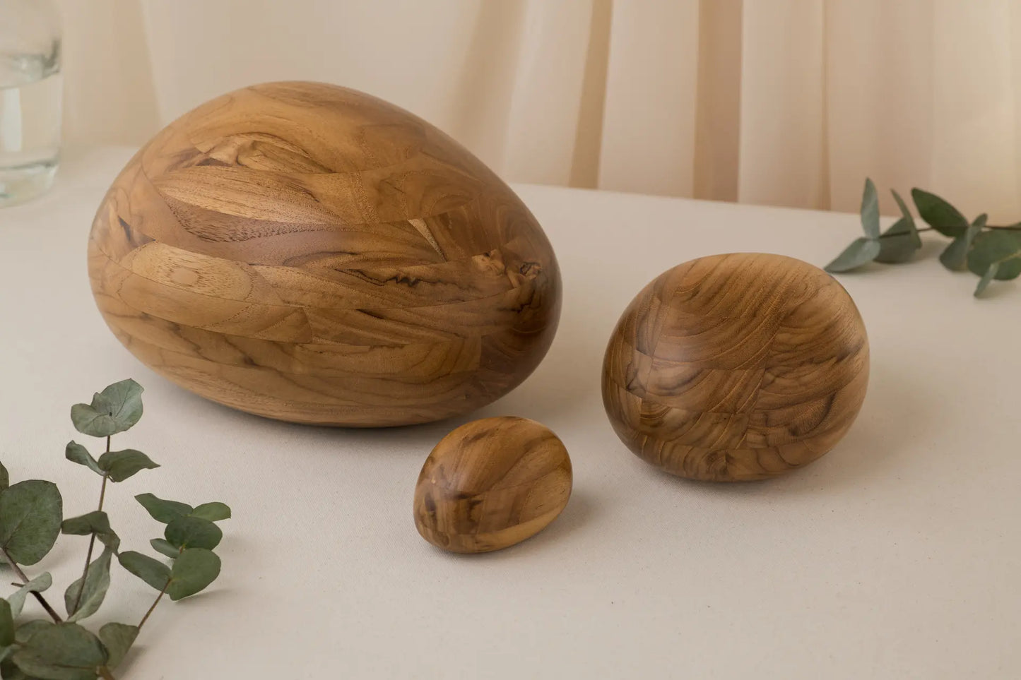 Teak Urn | River Stone
