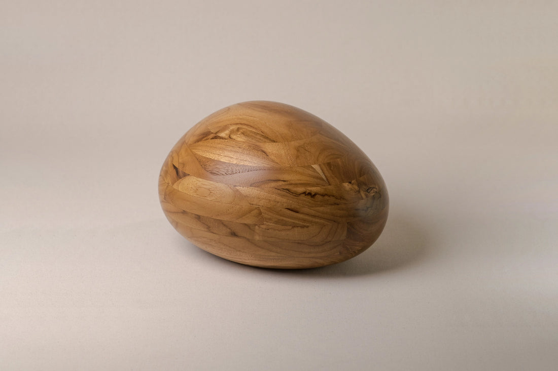 Teak Urn | River Stone